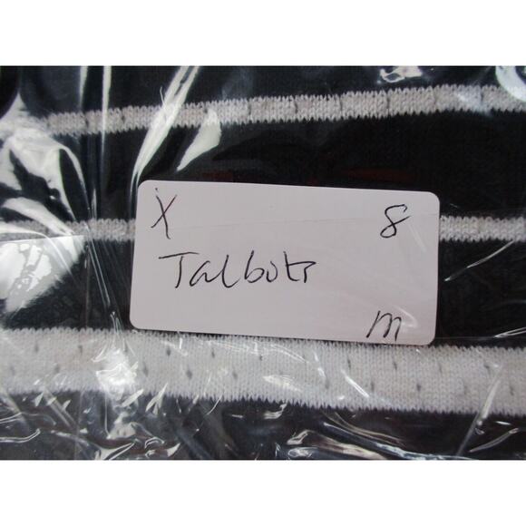 Talbots Linen Blend Sweater Womens Medium Striped Navy Blue White Nautical Light - Picture 14 of 14